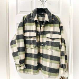 ZARA Plaid Green Shacket - XL